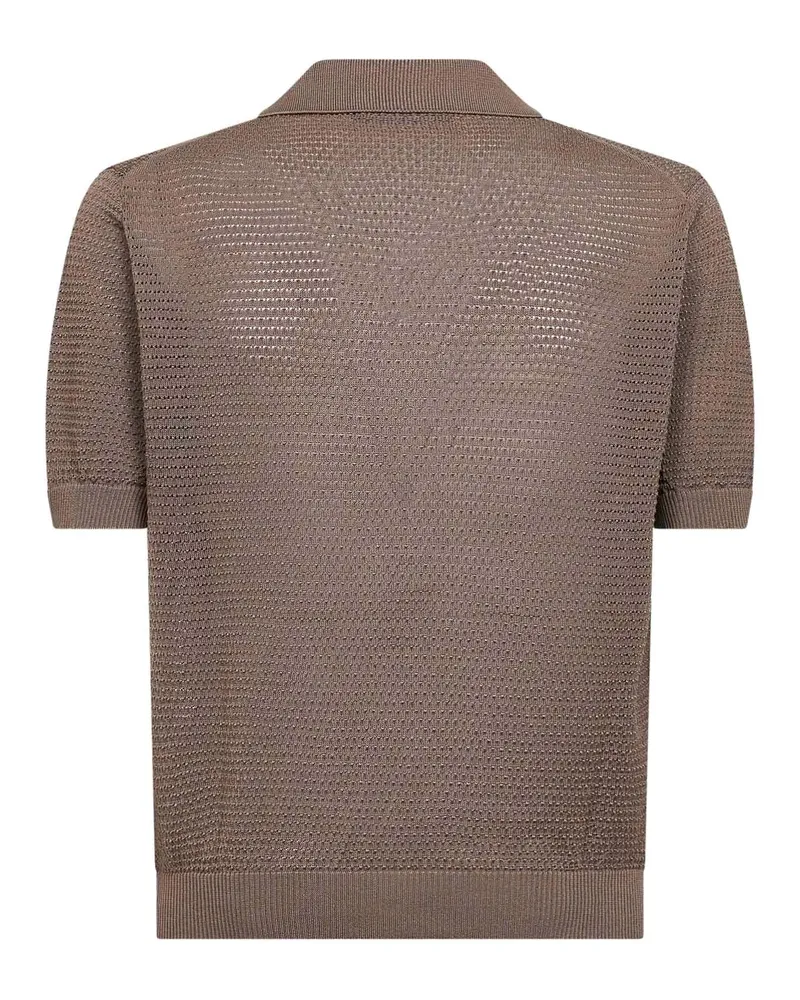 Tagliatore Pointelle Knit Cotton Polo — Beige Beige