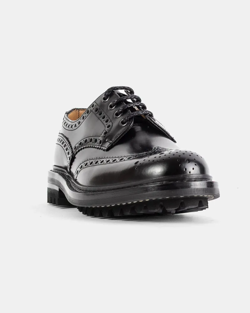 Church's Men's Derby Mc Pherson Brogue En Cuir Grainé À Semelle Commando Black Flat Shoes Black