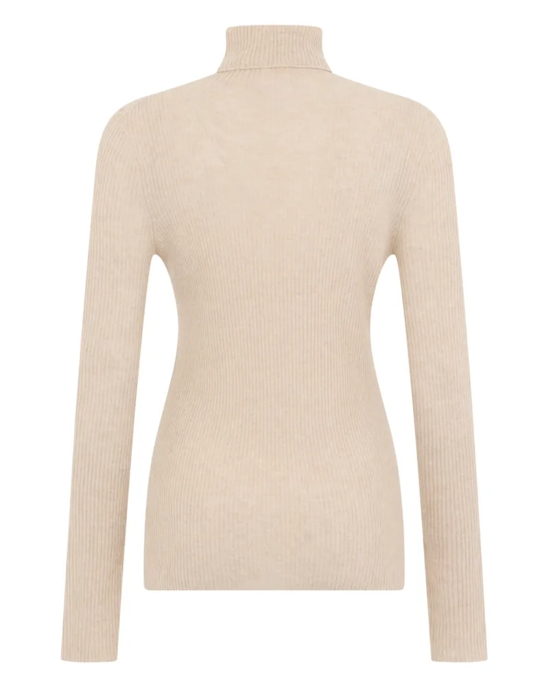 Fabiana Filippi Virgin Wool Ribbed Turtleneck Sweater — Beige Beige