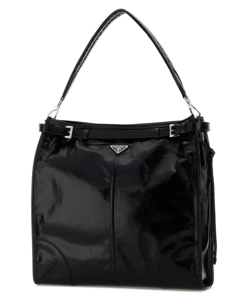 Prada Men's Black Leather  Bonnie Shopping Bag Nero Borse A Mano Black