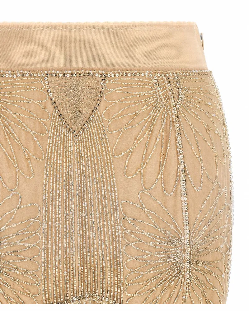 ATTICO Beaded Tulle Skirt — Gold Gold