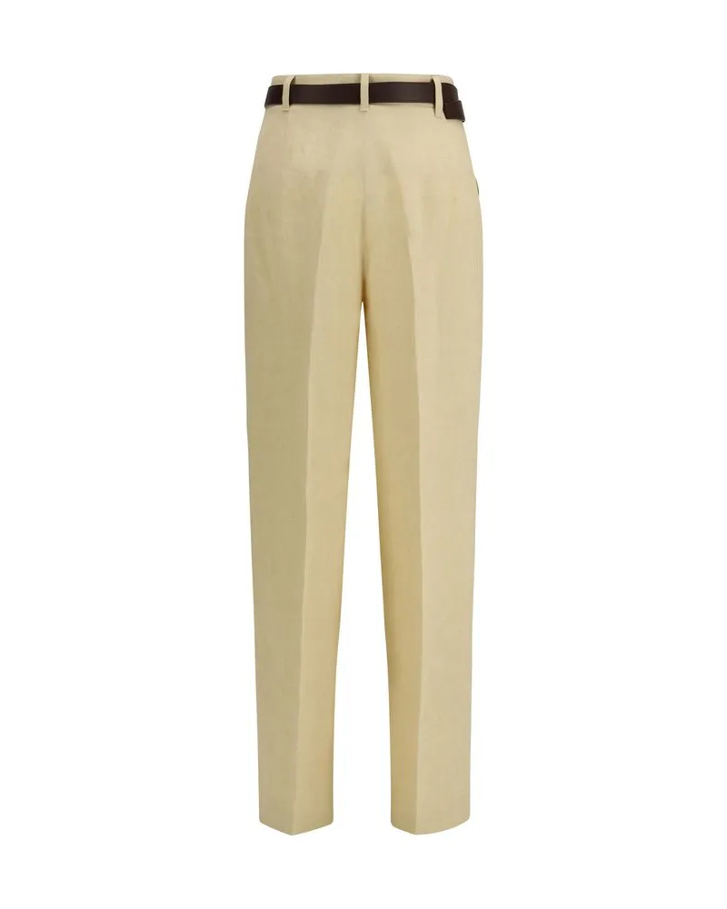 Max Mara Women's Beige Linen Casual Pants Beige