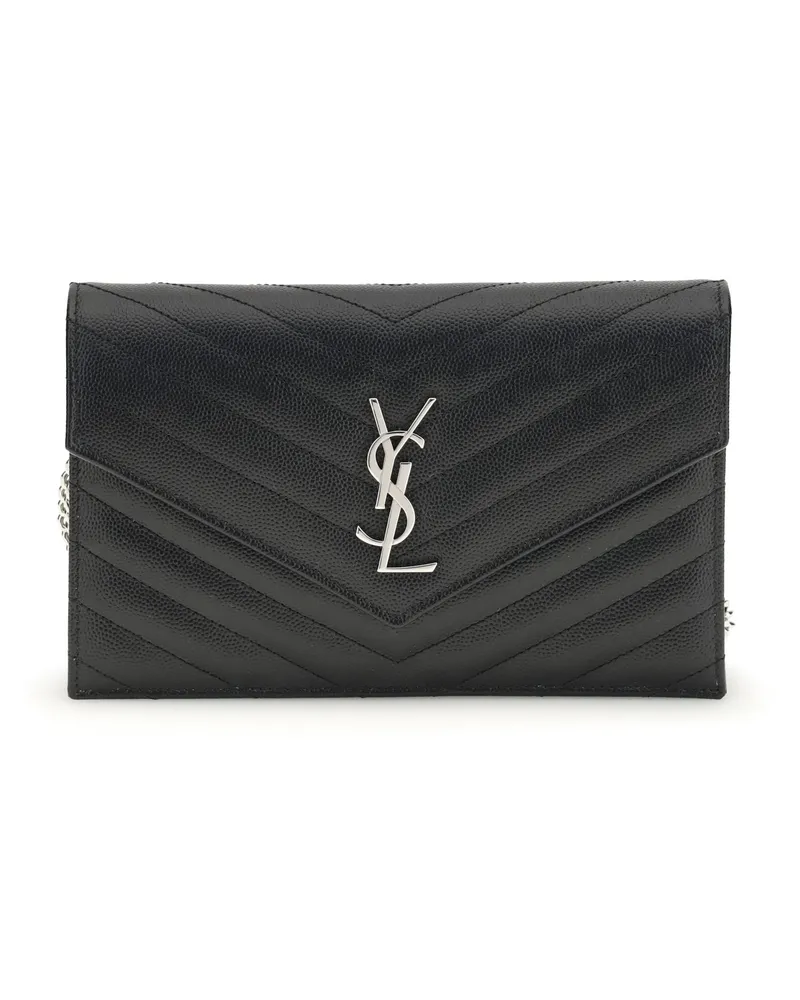 Saint Laurent Women's Cassandre Mini Shoulder Bag Black Calf Leather Bos Taurus Wallets & Purses Black