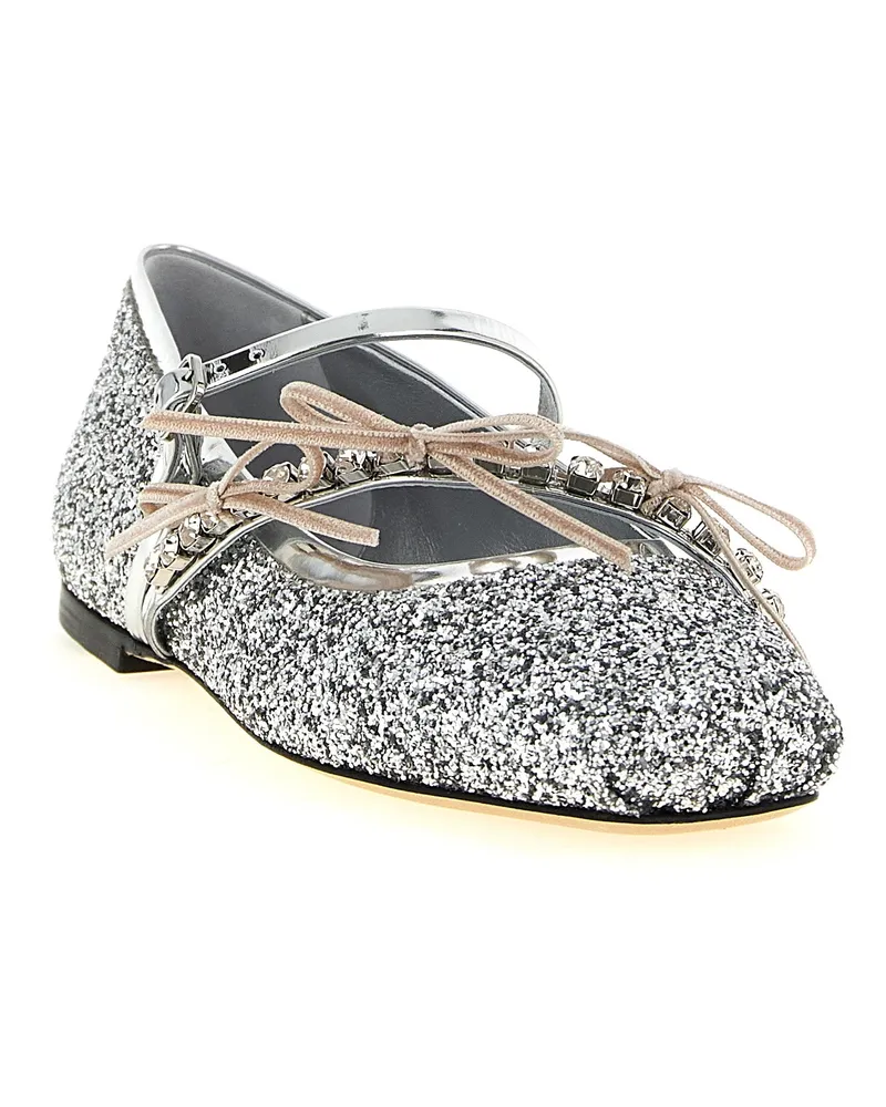 Jimmy Choo Women's Silver Tencel Ballet Flats Silver