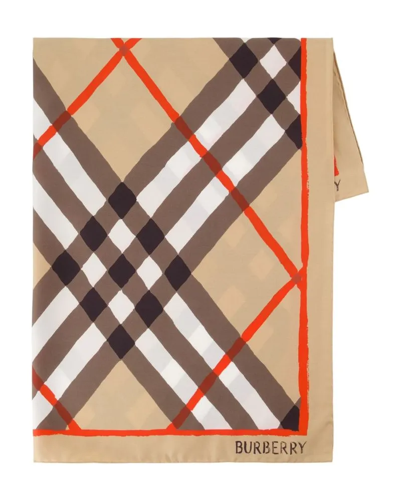 Burberry Argyle Check Silk Scarf — Multicolor Multicolor