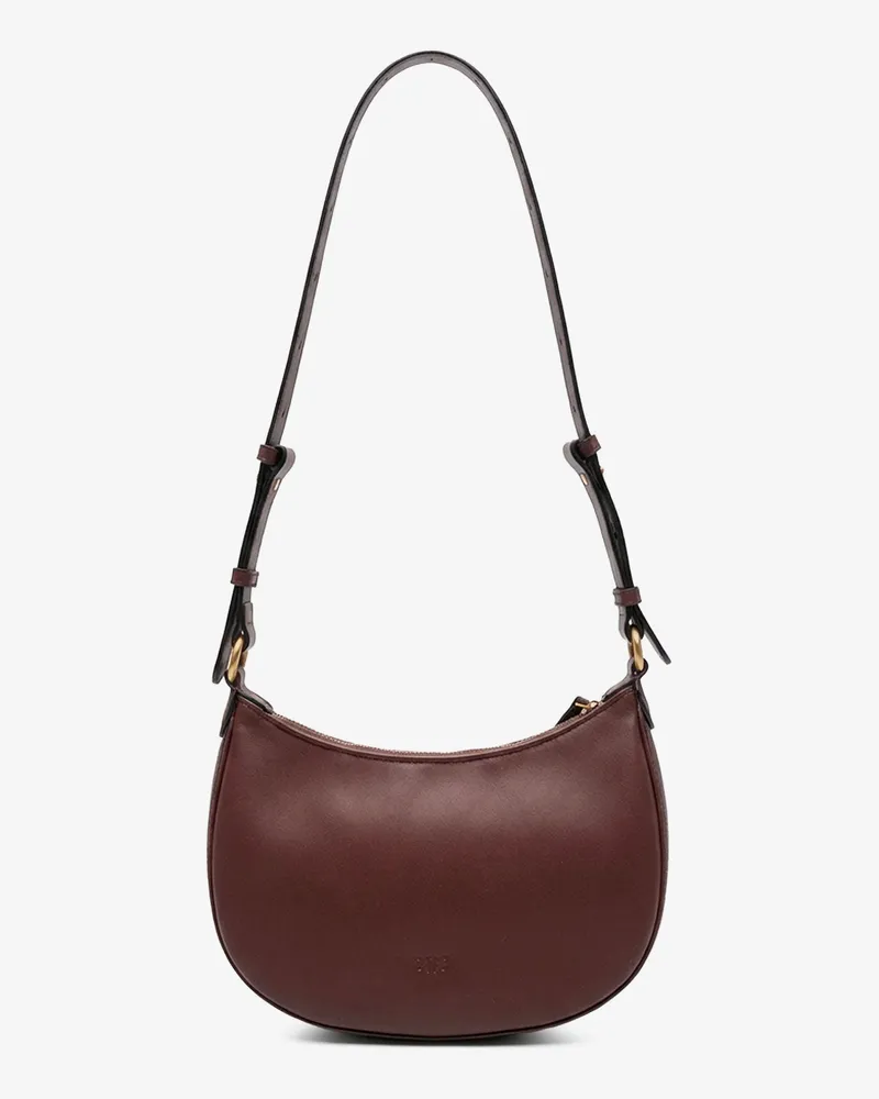 Pinko Women's Half Moon Mini Leather Crossbody Bag Brown Shoulder Brown