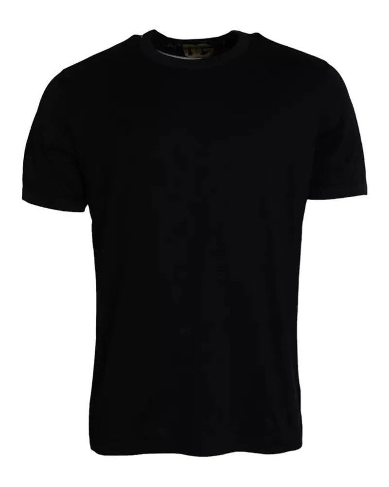 Dolce & Gabbana Black Cotton Round Neck Short Sleeves Men T-Shirt Black