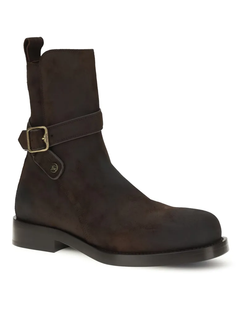Burberry Men's Ledger Jodphur Leather Boots Moorhen Brown Calf Bos Taurus Brown