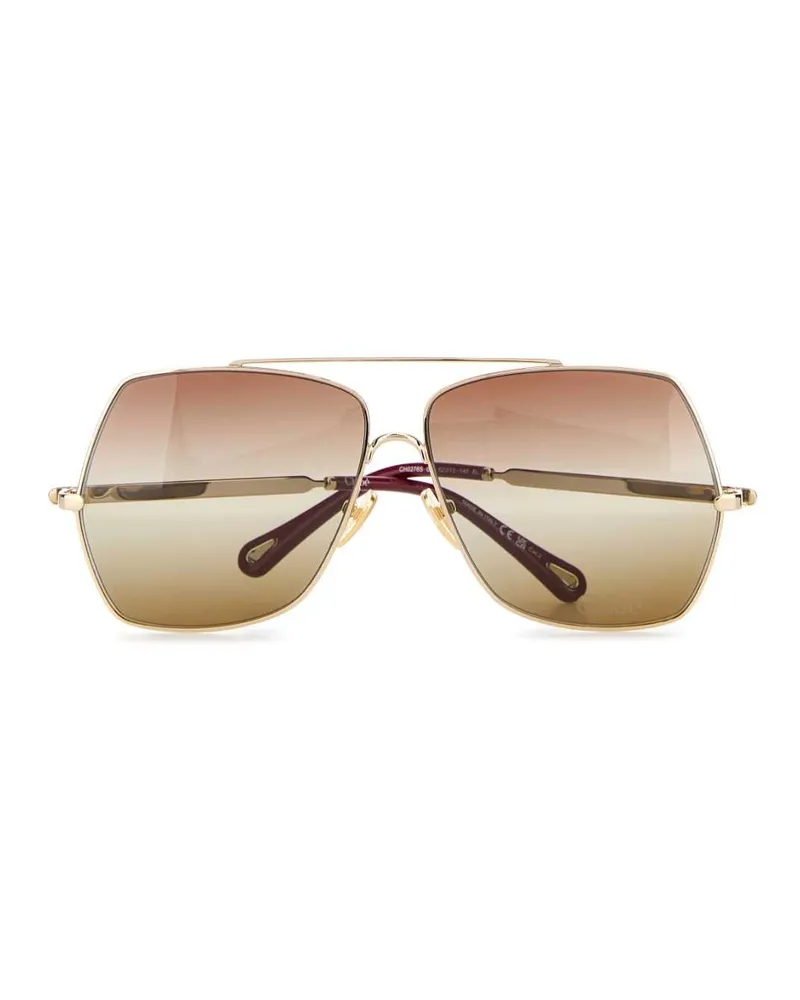 Chloé Women's Ch0278s Platinum Metal Sunglasses Gold Gold