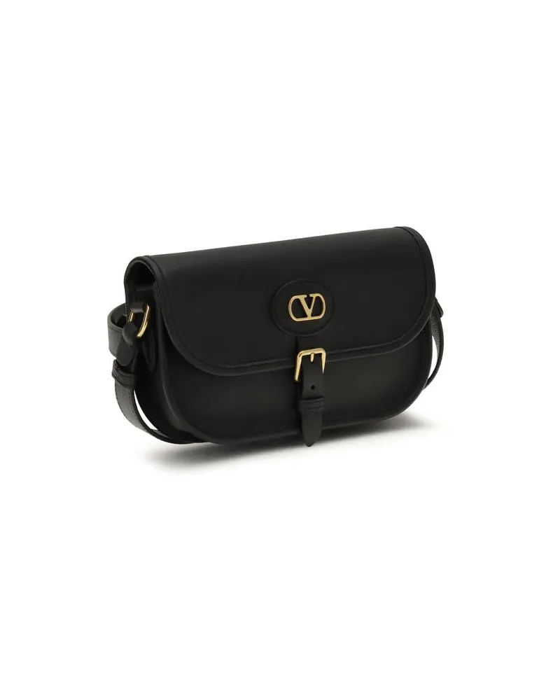 Valentino Garavani Men's Black Calf Leather Bos Taurus Shoulder Bag Black