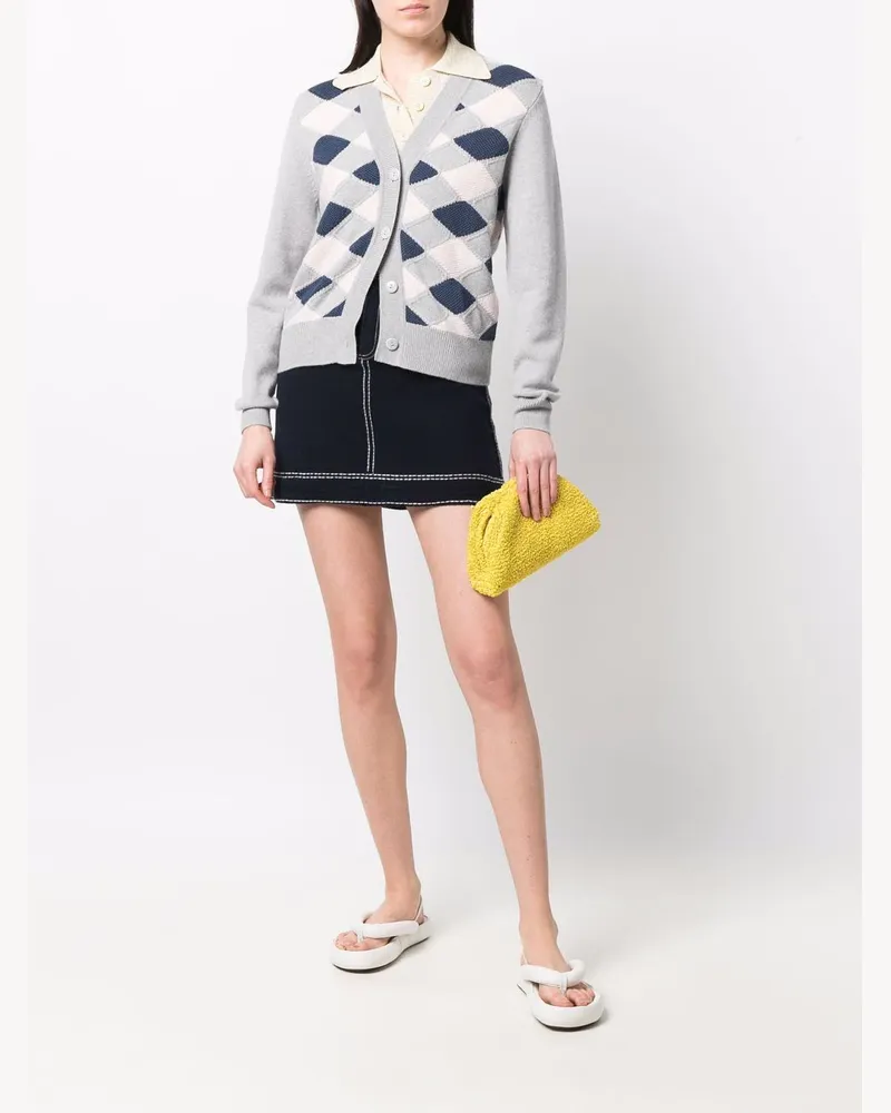 Barrie Contrast-Stitching Knit Denim Mini Skirt 