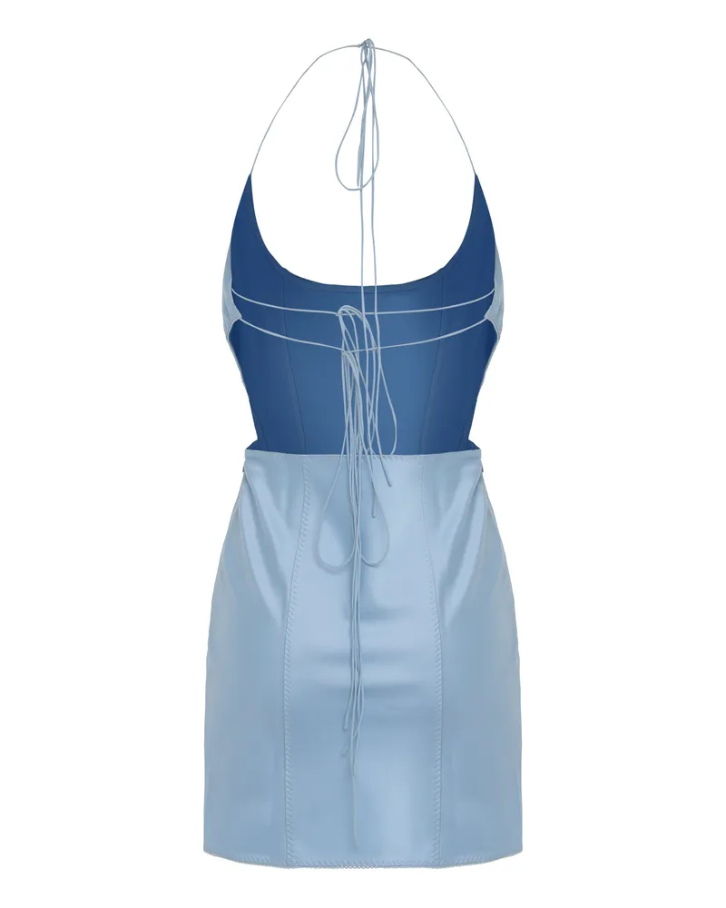 Anna October Satin Mini Dress — Blue Blue