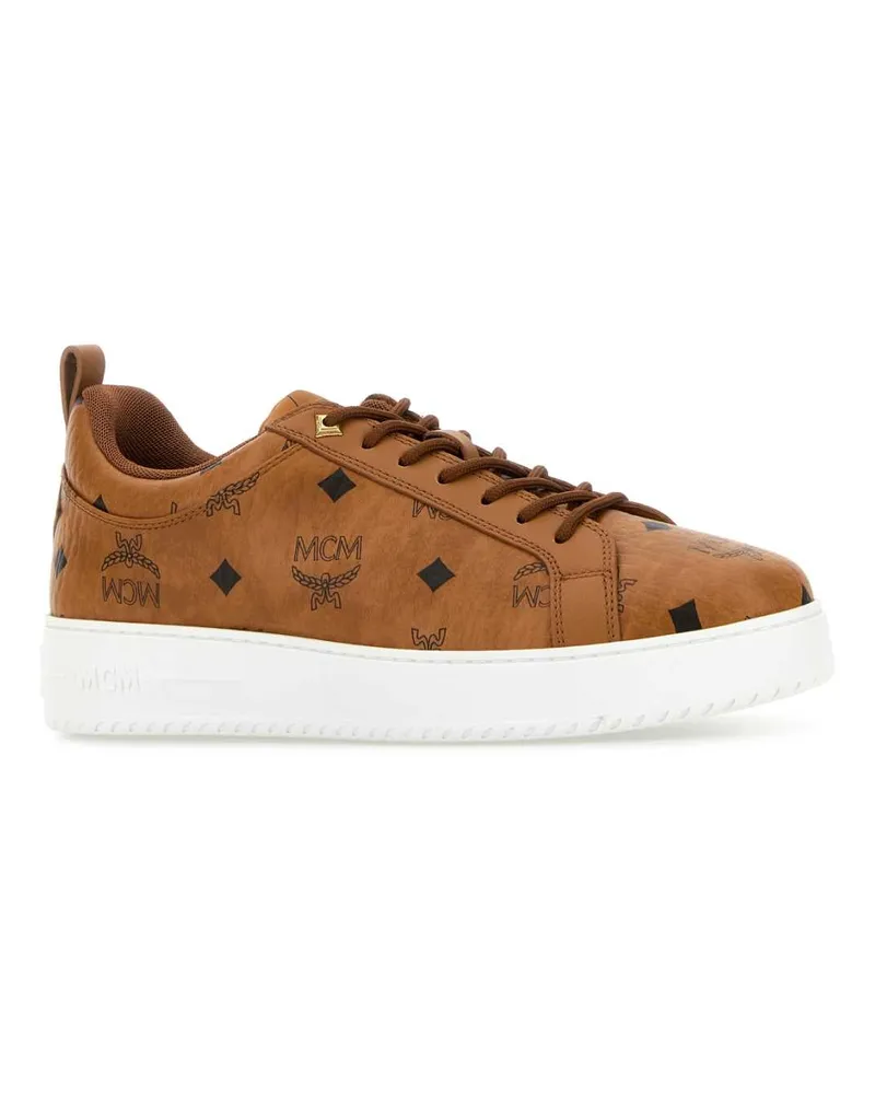 MCM Women's Printed Canvas Sneakers Cognac Cognac