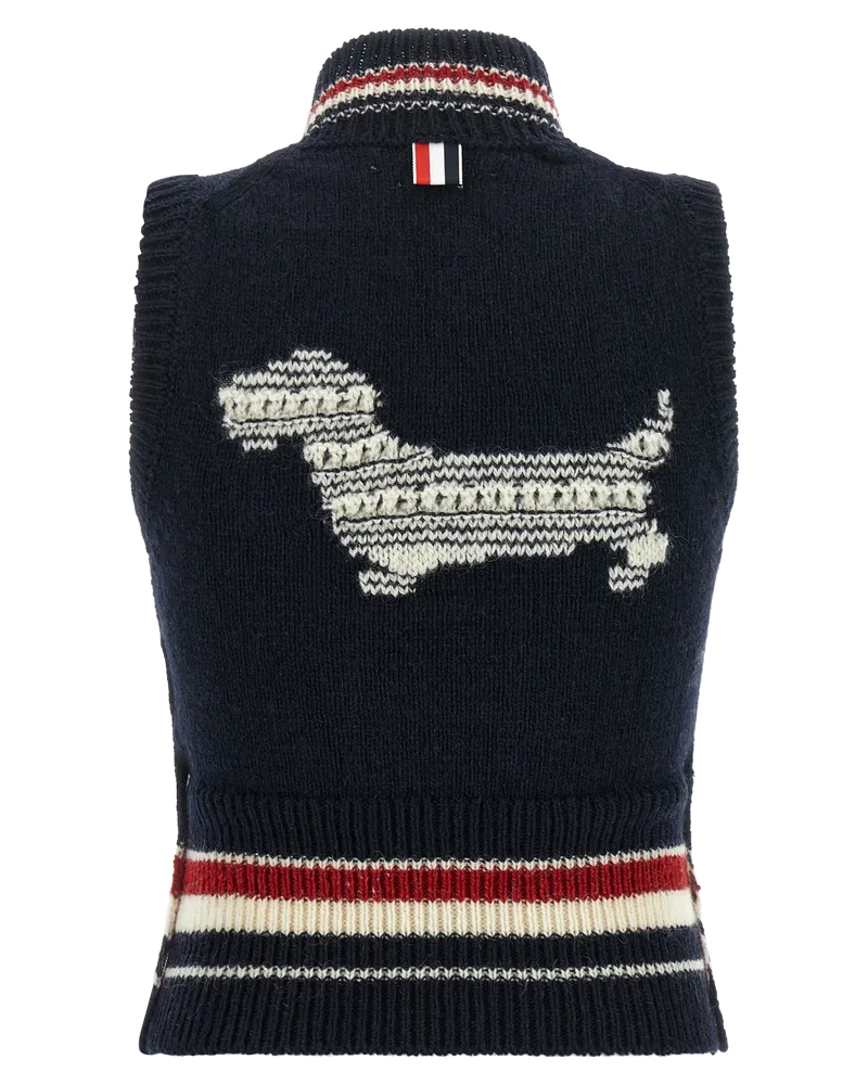 Thom Browne Striped Wool-Blend Knit Tank Top — Blue Blue
