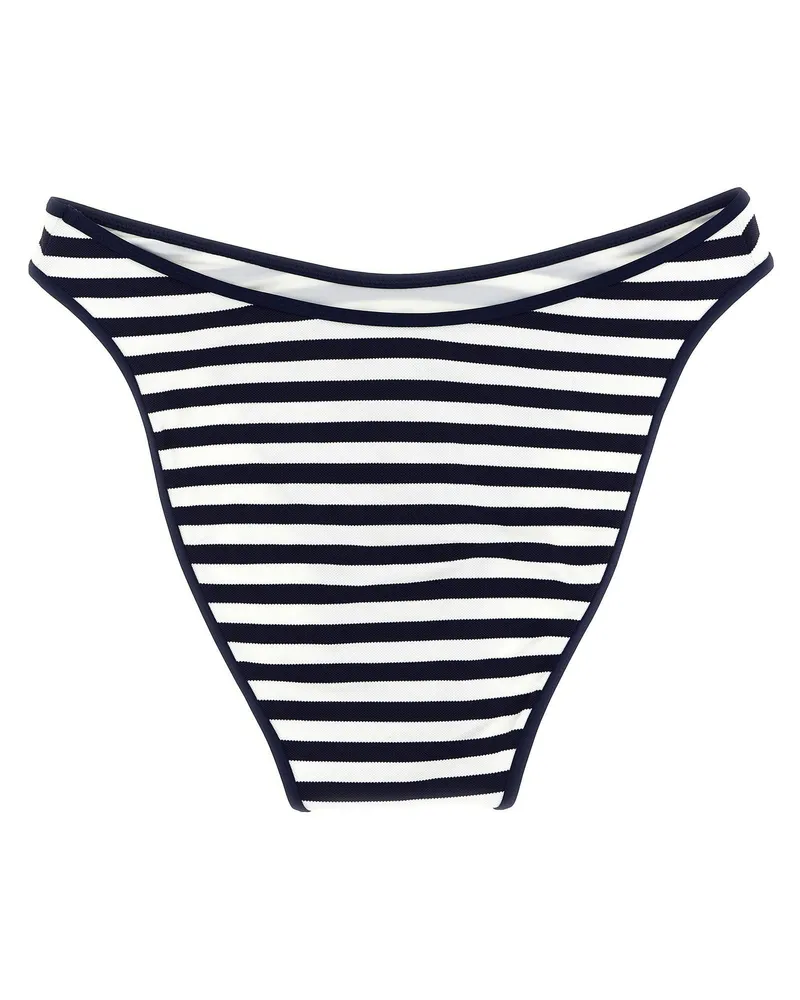 Ralph Lauren Striped Piqué Bikini Bottoms — Navy Navy