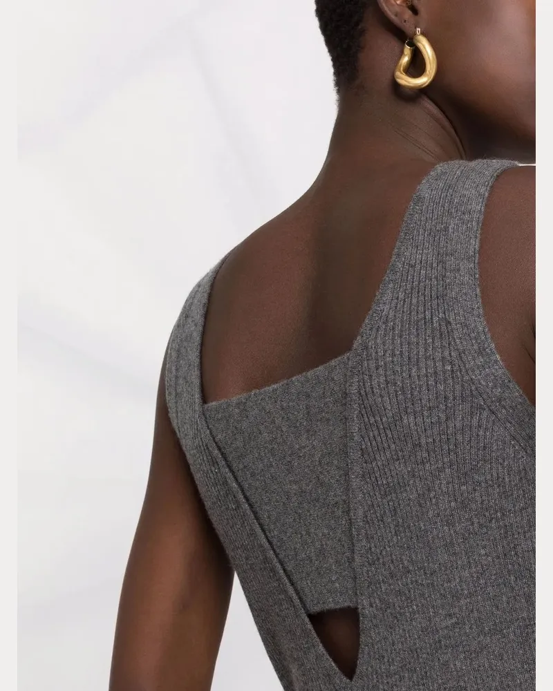 Brunello Cucinelli Fitted Knit Tank Top — Charcoal Charcoal