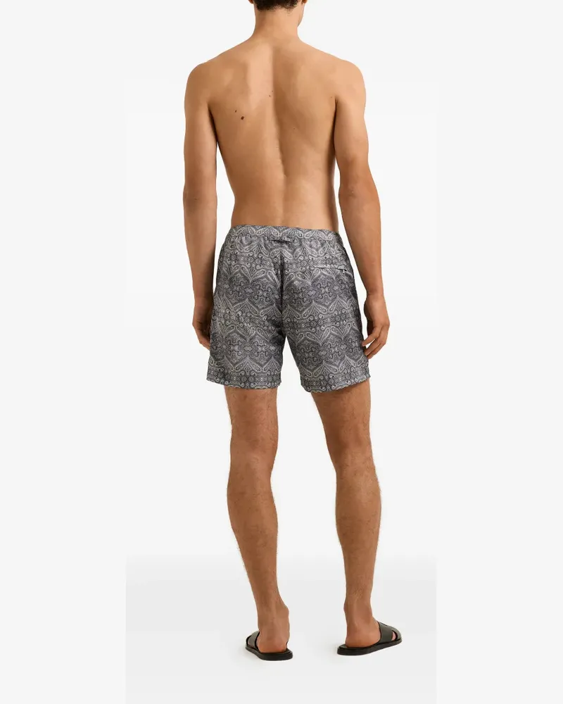 Orlebar Brown Men's Bulldog Drawcord Patterned Swim Shorts Ss26 M Grey