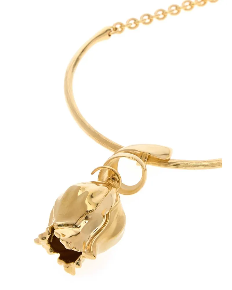 Chloé Sculptural Leaf Pendant Necklace — Gold Gold