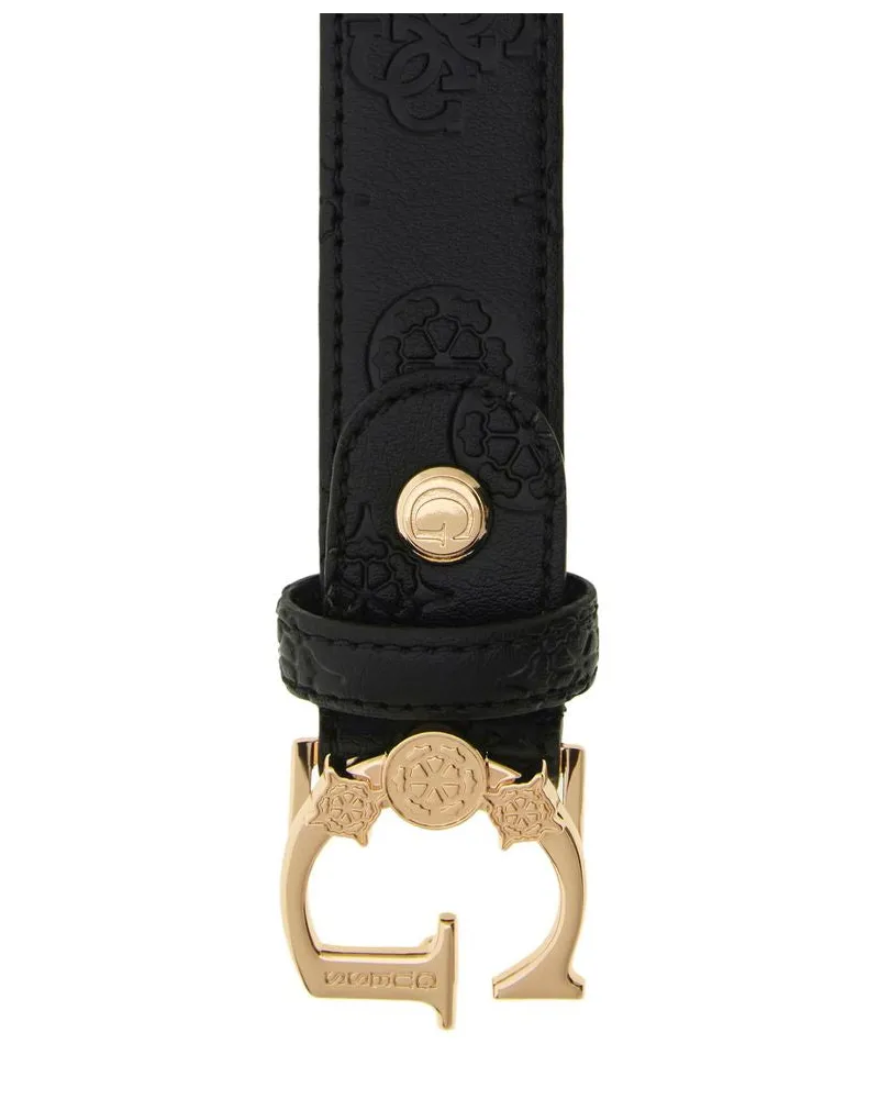 Guess Women Belt Black Logo Polyester Accessories Black