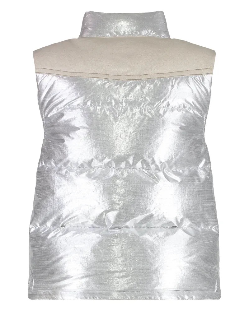 Moncler Women's Moncler Pinchot Padded Bodywarmer Silver Polyester Waistcoats & Gilets Silver