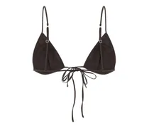 Stretch Poplin Triangle Bikini Top — Brown