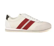 Striped Calf Leather Sneaker — White
