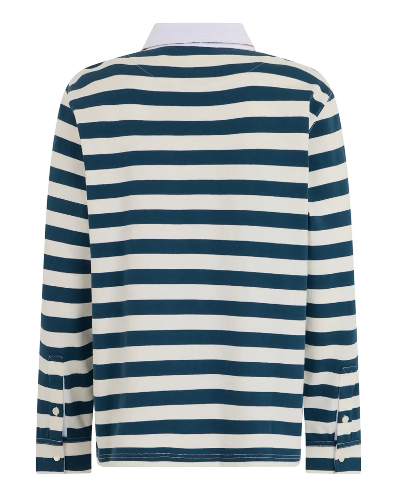 Burberry Striped Cotton Polo Shirt — Blue Blue