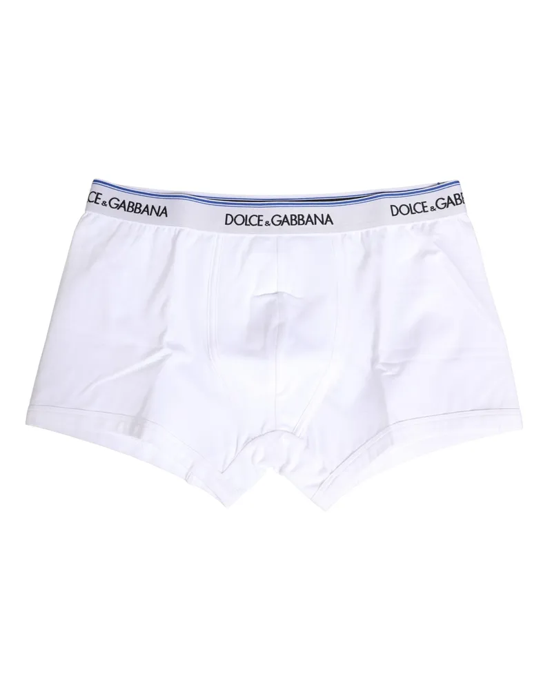 Dolce & Gabbana Men White Logo Waistband Regular Boxer Underwear Cotton Elastane Clothing White