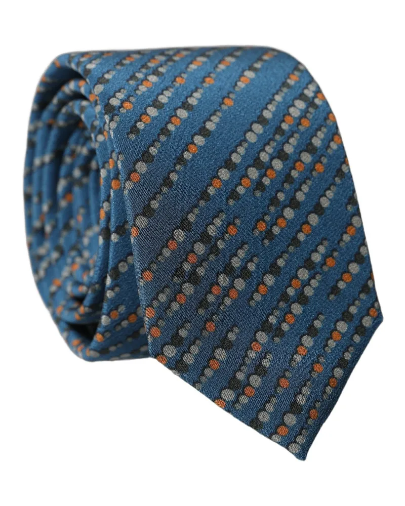 Dolce & Gabbana Blue Patterned Silk Adjustable Men Tied Necktie Tie Blue