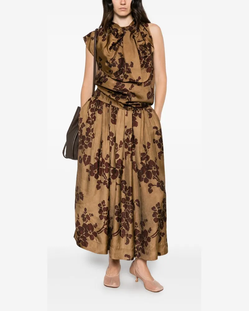 Uma Wang Floral Print Tank Top — Beige Beige