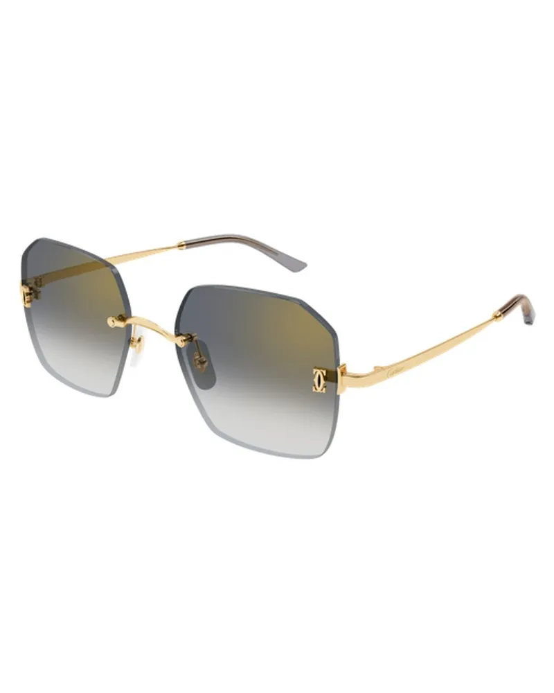 Cartier CT0591S Square Rimless Sunglasses — Gold Gold