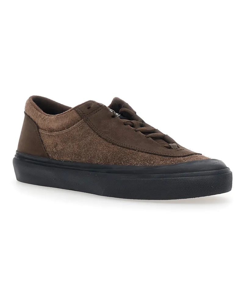 Stone Island Men's Low-Top Suede Sneakers Blue Calf Leather Trainers Brown