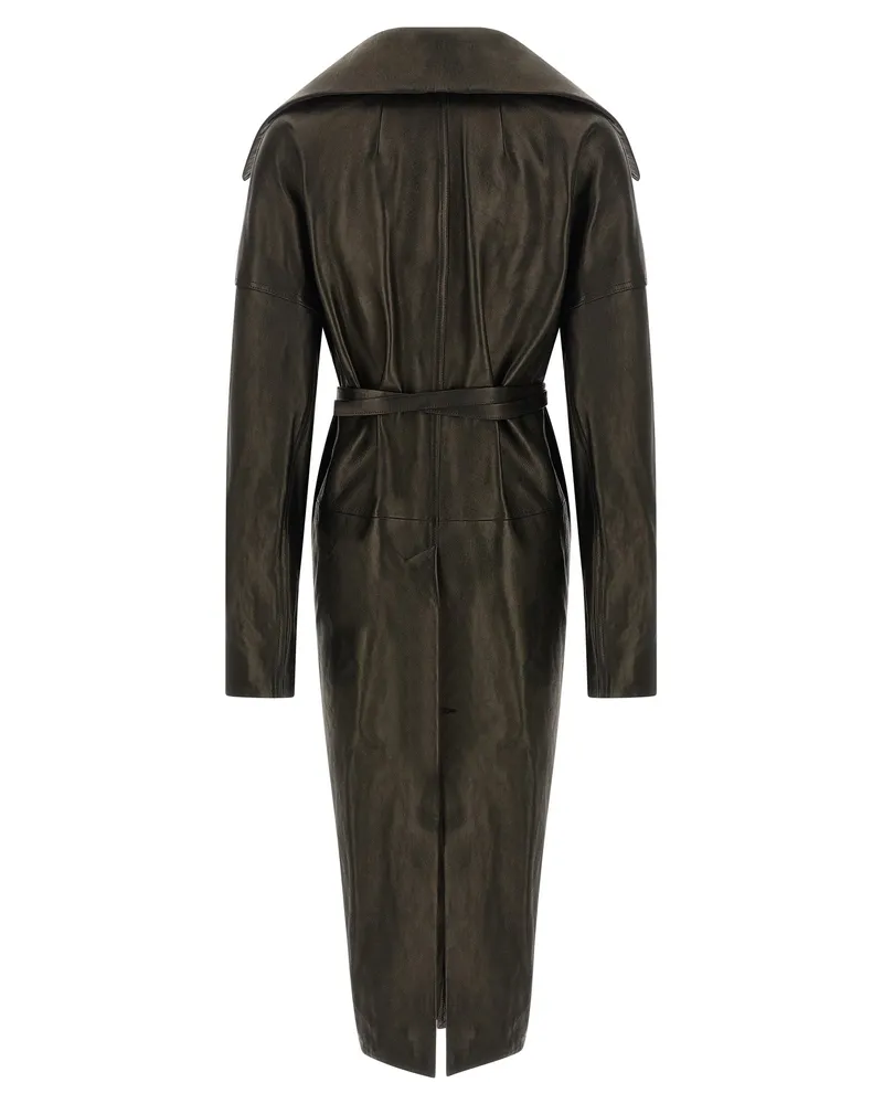 Rick Owens Women's Black Lamb Leather Coat Clothing Black