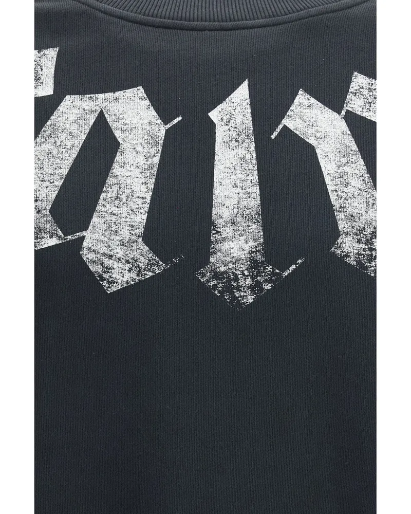 Palm Angels Men's Sweatshirt Big Neck Logo Black-Off White Cotton Sweatshirts Black/off Sweater Black