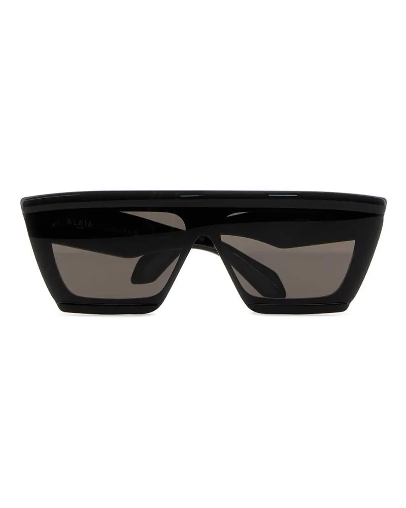 Alaïa SUNGLASS Acetate Shield Sunglasses — Black Black