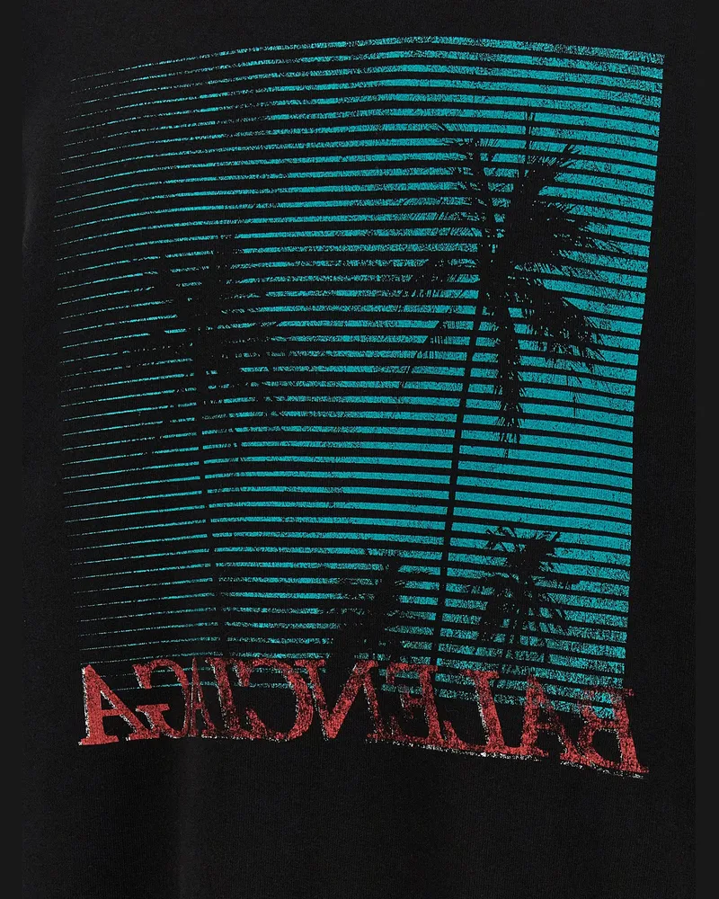 Balenciaga Distressed Graphic-Print Sweatshirt — Black Black