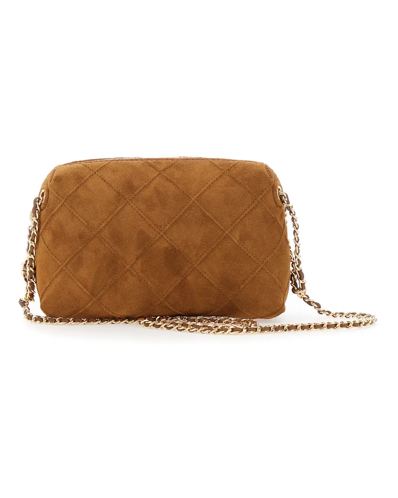 Tory Burch Women's Shoulder Bag Fleming Brown Suede Bovine Brown