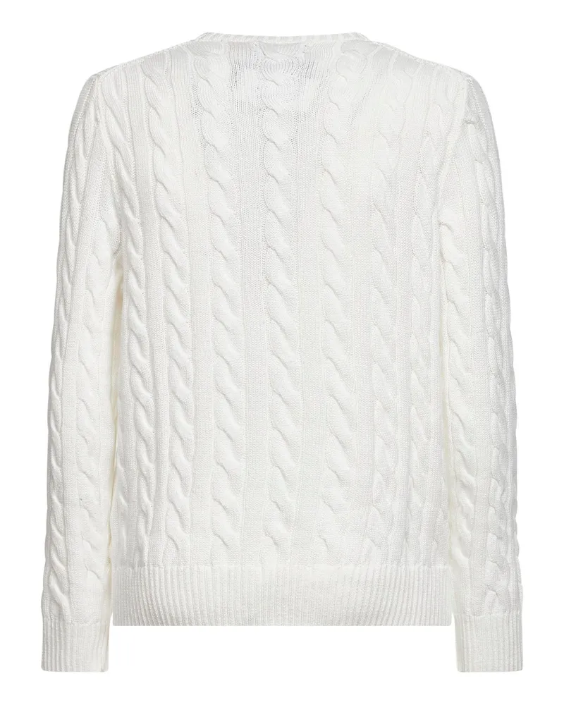Ralph Lauren Men's White Cable Knit Cotton Crewneck Sweater Natural (veg White