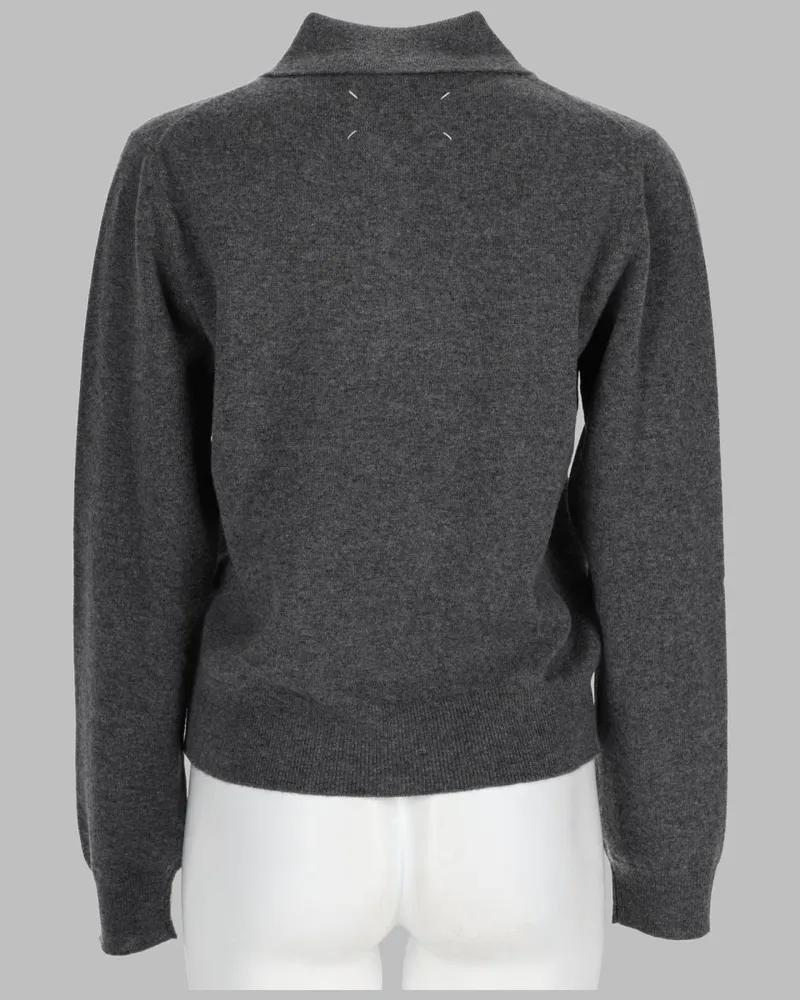 Maison Margiela Virgin Wool Knit Polo Sweater — Gray Gray