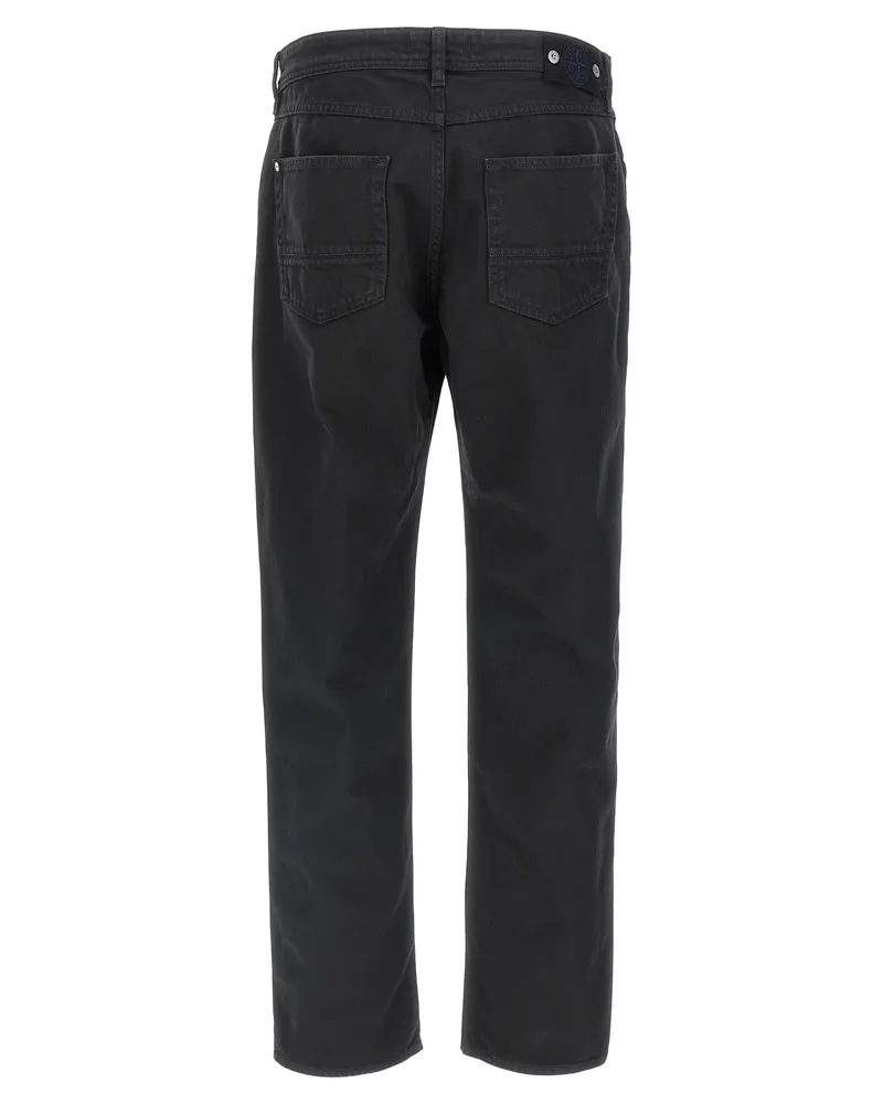 Stone Island Men's Black Cotton Straight-Leg Jeans Clothing Black