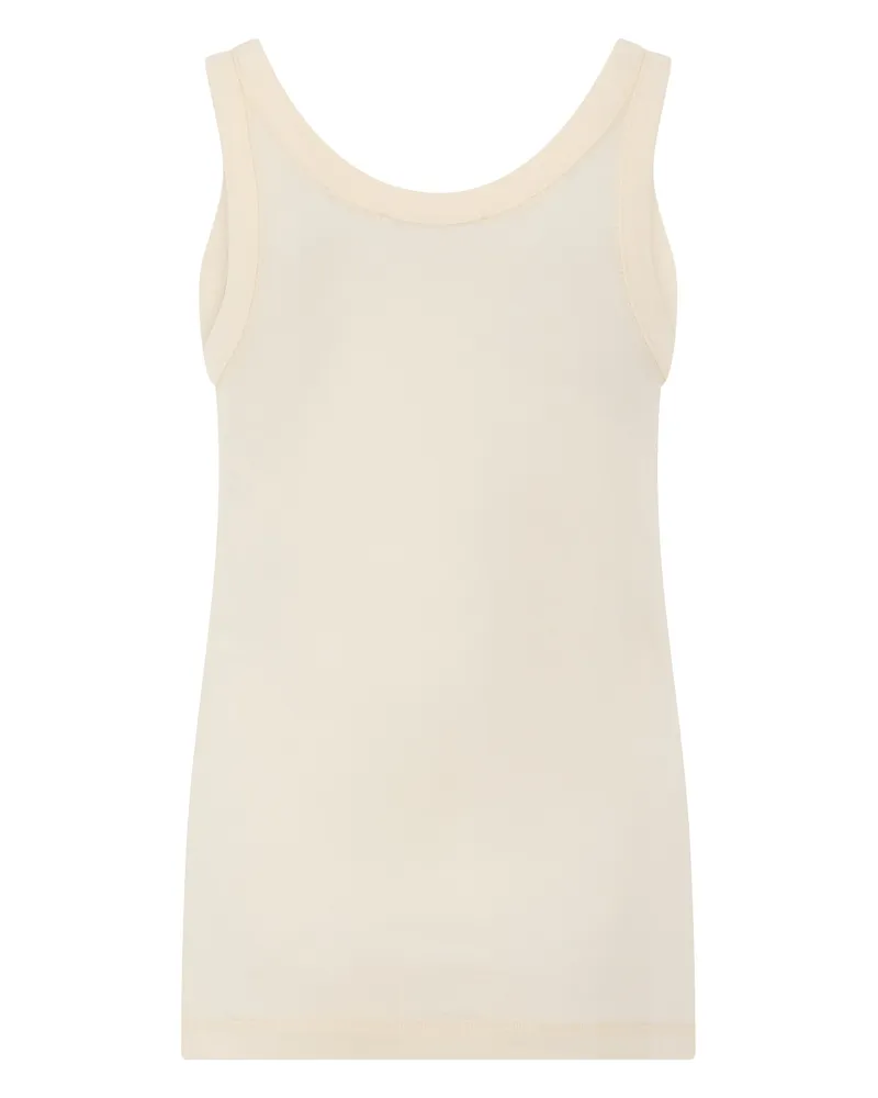 Christophe Lemaire Women Top Off-Shoulder Sleeveless Cotton Sand Vests & Tank Tops Beige