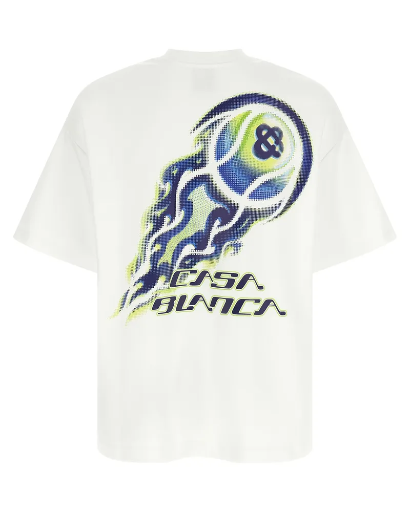 Casablanca Paris Flaming Tennis Ball Graphic T-Shirt — White White