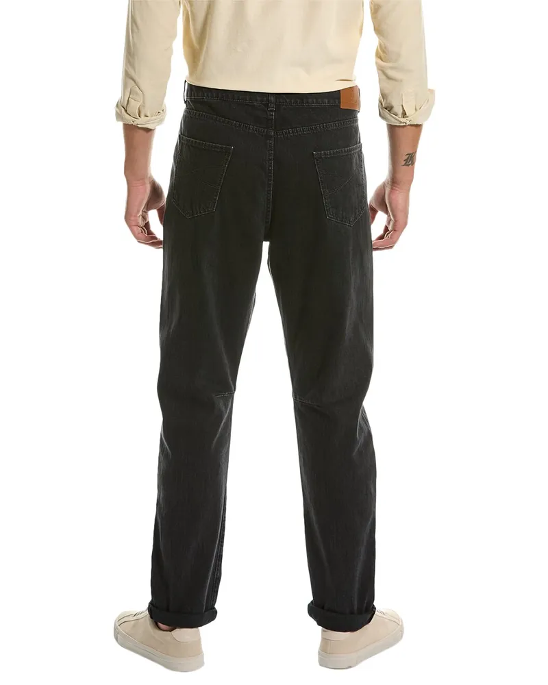 Brunello Cucinelli Mens Black Relaxed Fit Trousers Gray Gray