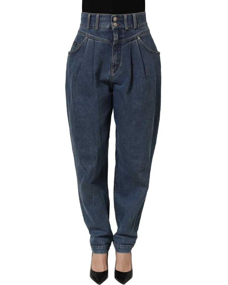 Dolce & Gabbana High-Rise Tapered Denim Jeans — Blue Blue