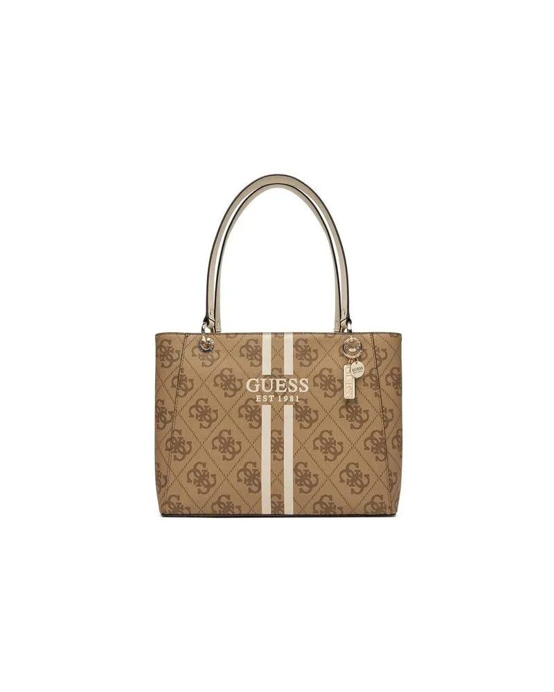 Guess Women's Tote Latte Logo Polyurethane Tote-bags Beige