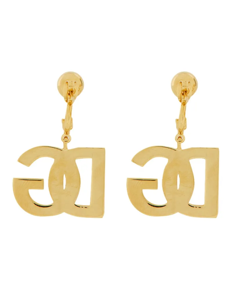 Dolce & Gabbana Logo-Embellished Gold Earrings — Gold Gold