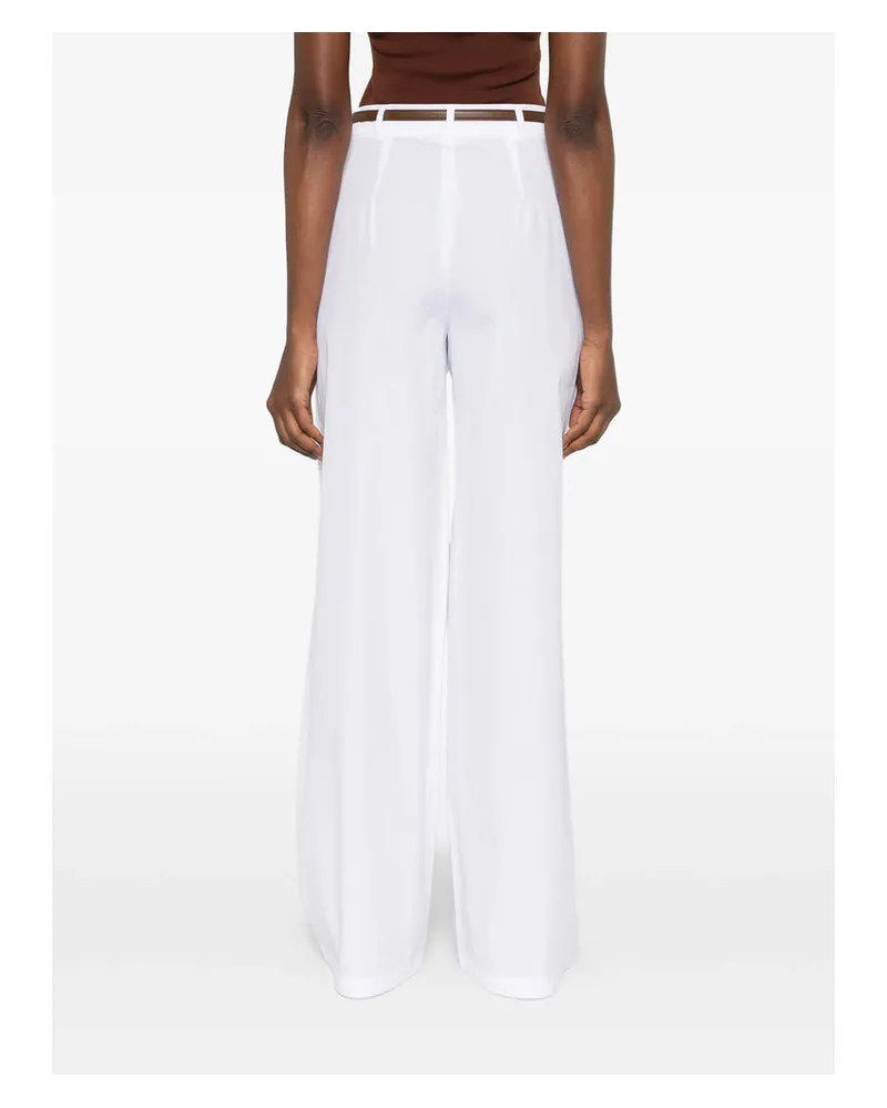 Max Mara High-Waisted Wide-Leg Trousers — White White