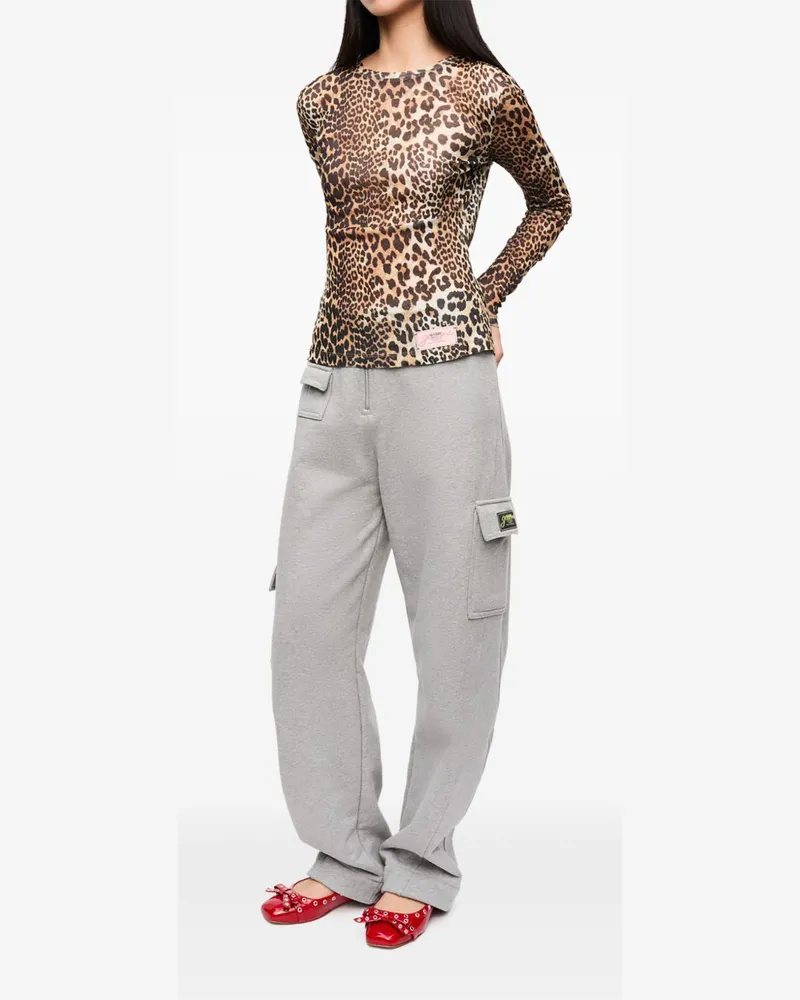 Ganni Leopard Print T-shirt — Beige Beige