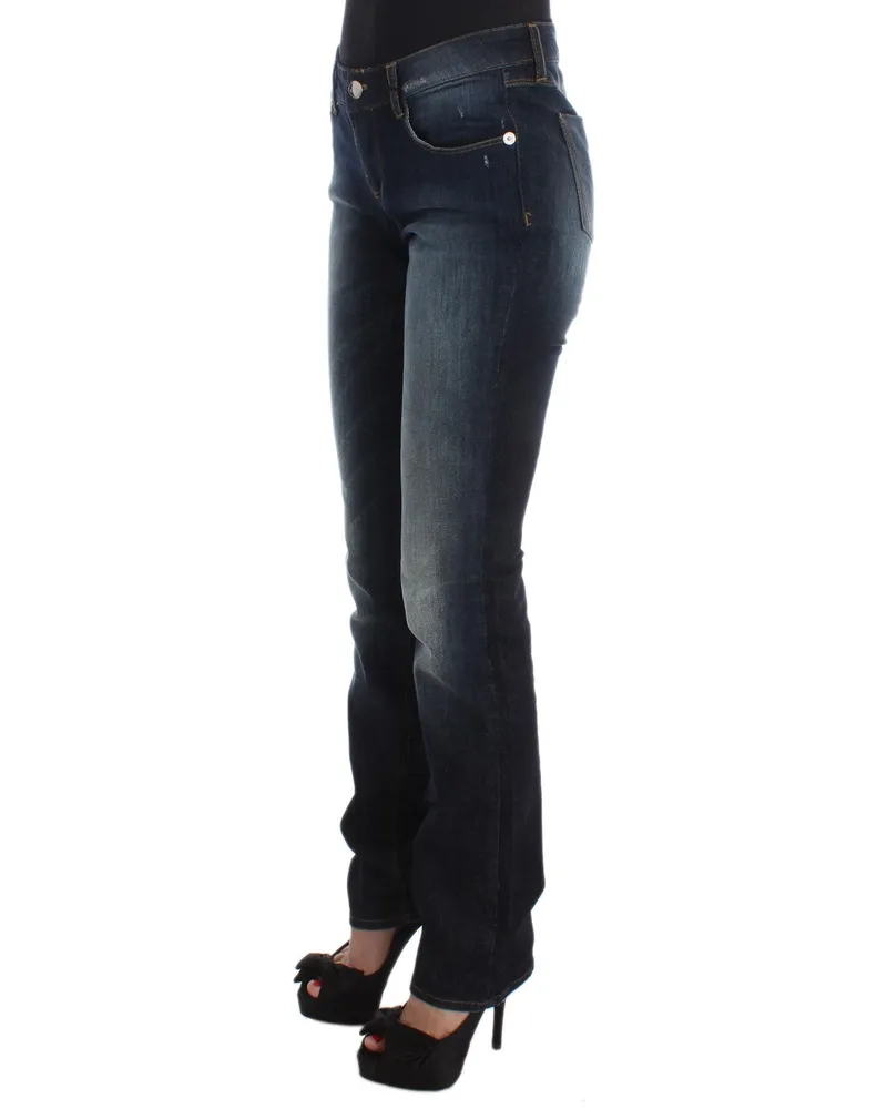 CoSTUME NATIONAL Women's Blue Cotton Slim Fit Bootcut Jeans Clothing Blue