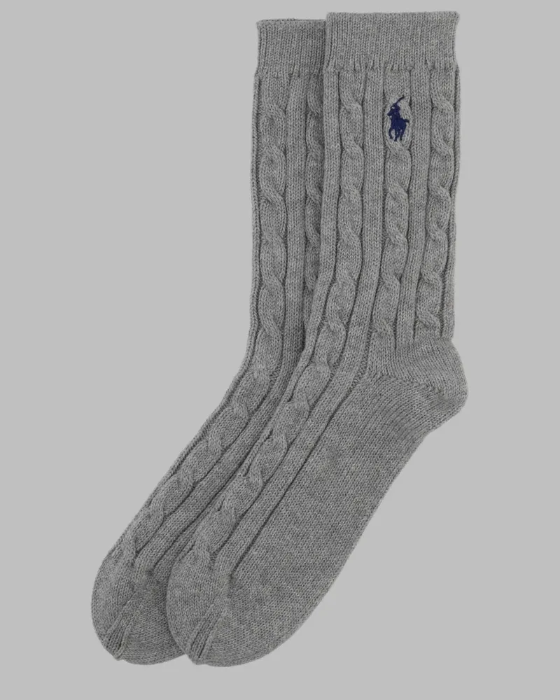 Ralph Lauren Logo-Embroidered Cotton Blend Socks — Gray Gray